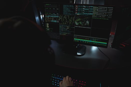 Cybersecurity concept with digital lock and shield